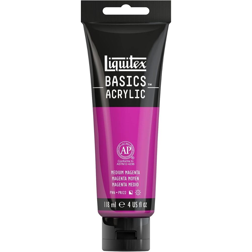 New Liquitex Basics Medium Magenta Acrylic Paint Tube 118 ml 4 Oz